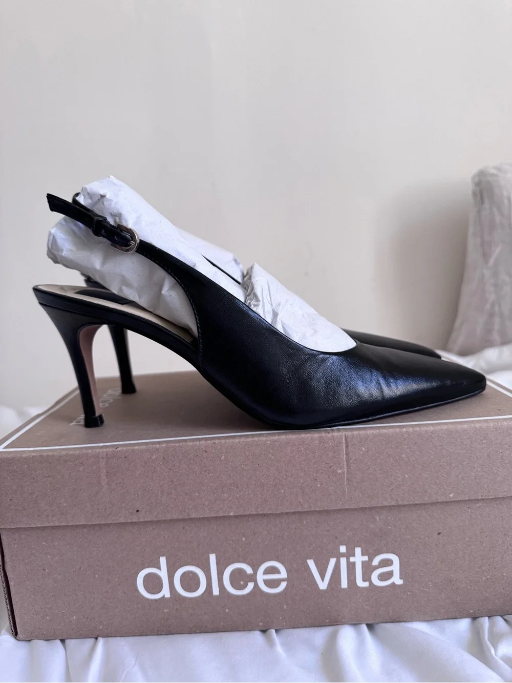 Dolce Vita Black Pointed Slingback Stiletto Heels